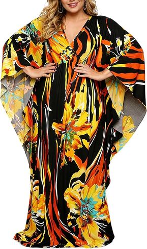 Kaftan Dresses for Women Maxi Beach Cover Up Deep V Neck Braided Detail Side Slit Flowy Resort Lounge Vacation Dress in Saudi Arabia