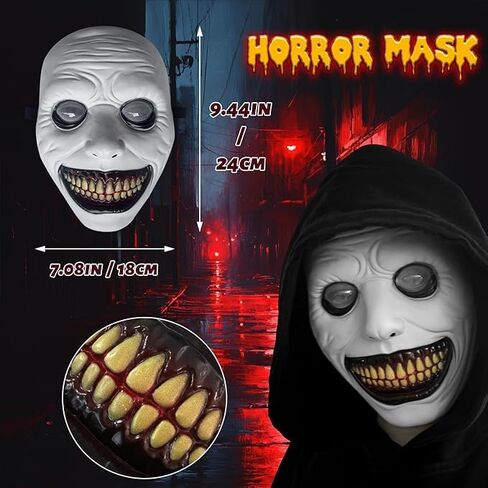 Creepy Halloween Mask,Smiling Demon Scary Adults Plastic Masks Costume Creepy Cosplay Huanted House Props Halloween Party in Saudi Arabia