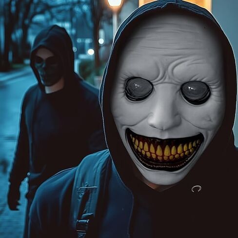 Creepy Halloween Mask,Smiling Demon Scary Adults Plastic Masks Costume Creepy Cosplay Huanted House Props Halloween Party in Saudi Arabia