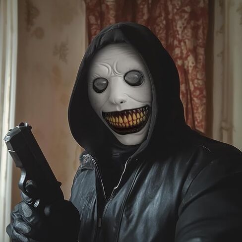 Creepy Halloween Mask,Smiling Demon Scary Adults Plastic Masks Costume Creepy Cosplay Huanted House Props Halloween Party in Saudi Arabia