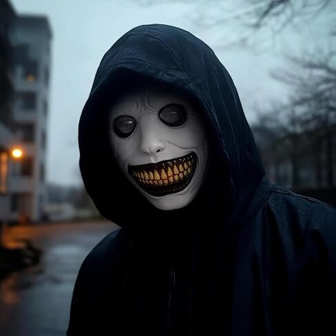 Creepy Halloween Mask,Smiling Demon Scary Adults Plastic Masks Costume Creepy Cosplay Huanted House Props Halloween Party in Saudi Arabia