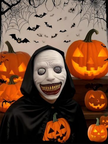 Creepy Halloween Mask,Smiling Demon Scary Adults Plastic Masks Costume Creepy Cosplay Huanted House Props Halloween Party in Saudi Arabia