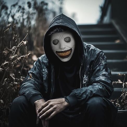 Creepy Halloween Mask,Smiling Demon Scary Adults Plastic Masks Costume Creepy Cosplay Huanted House Props Halloween Party in Saudi Arabia