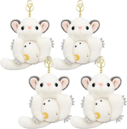 4 Pcs Sugar Glider Plush Keychain, 5.5 inch Cute Flying Squirrel Stuffed Animal Keychains, Mini Plush Wildlife Animals Toy for Bag Charm, Animal Themed Gifts in Saudi Arabia