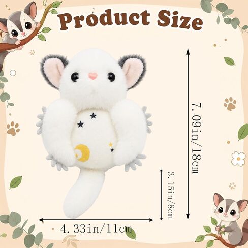 4 Pcs Sugar Glider Plush Keychain, 5.5 inch Cute Flying Squirrel Stuffed Animal Keychains, Mini Plush Wildlife Animals Toy for Bag Charm, Animal Themed Gifts in Saudi Arabia