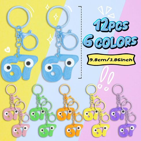 12 Pack 67 Keychain - Italian Brainrot 67 Meme, Funny Keychains - 6 7 Keychain, Novelty Gift for Meme Lovers, Six Seven Stuff Backpack & Bag Charm Accessory Party Favors in Saudi Arabia