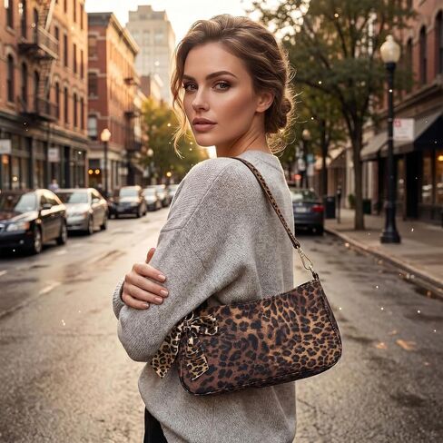 Leopard Print Purse, Classic Cheetah Print Bag for Women, Cheetah Purses with Leopard Print Bow in Saudi Arabia