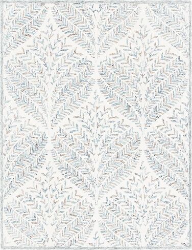 سجادة منطقة SAFAVIEH Capri Collection - 9 × 12 بوصة، عاجي وأزرق، صوف مصنوع يدويًا، مثالية للمناطق ذات حركة المرور العالية في غرفة المعيشة وغرفة النوم (CPR208A) in Kuwait