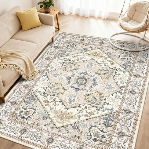 AooHHooA Washable Runner Rug 2x10 Soft Stain Resistant Boho Vintage Rugs with Non Slip Backing, Low Pile Lightweight Large Rug for Living Room Bedroom Dining Room in Saudi Arabia