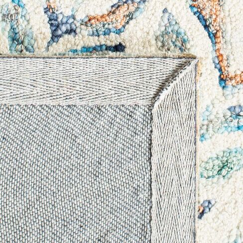 سجادة منطقة SAFAVIEH Capri Collection - 9 × 12 بوصة، عاجي وأزرق، صوف مصنوع يدويًا، مثالية للمناطق ذات حركة المرور العالية في غرفة المعيشة وغرفة النوم (CPR208A) in Kuwait