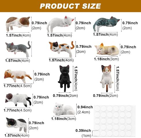 12 Pack Cute Mini Cat Figurines, PVC Removable Adhesive Car Dashboard Decorations, Multi-Scene DIY Car Decor, Women's Lovely Auto Accessories for Home, Office, Cake & Cat Lovers in Saudi Arabia