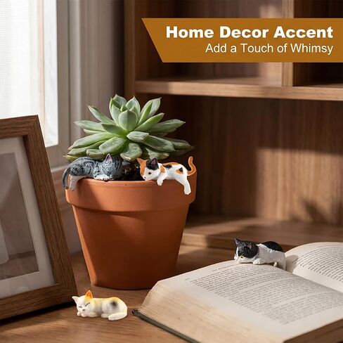 12 Pack Cute Mini Cat Figurines, PVC Removable Adhesive Car Dashboard Decorations, Multi-Scene DIY Car Decor, Women's Lovely Auto Accessories for Home, Office, Cake & Cat Lovers in Saudi Arabia
