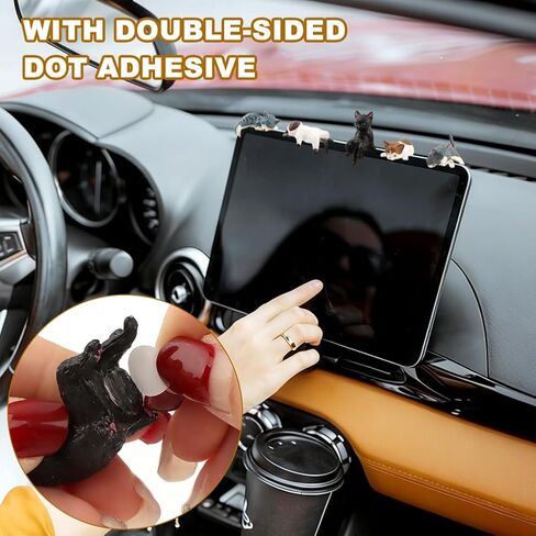 12 Pack Cute Mini Cat Figurines, PVC Removable Adhesive Car Dashboard Decorations, Multi-Scene DIY Car Decor, Women's Lovely Auto Accessories for Home, Office, Cake & Cat Lovers in Saudi Arabia