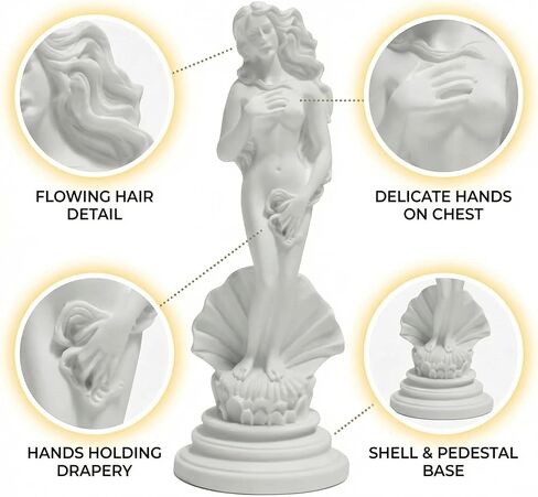 Aphrodite Statue The Birth of Venus 7.6 Inch - Greek Roman Goddess Sculpture, Handmade Resin Art Figurine Classical White Statue, Home & Office Decor in Saudi Arabia