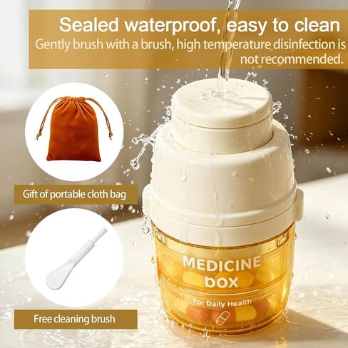 Portable Pill Cutter with Water Cup, 1/2 and 1/4 Tablet Splitter Pill Grinder Crusher Storage Box, ABS Stainless Steel Multifunctional Travel Medicine Organizer in Saudi Arabia