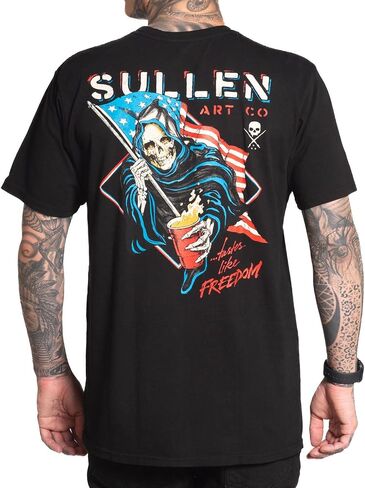 تي شيرت Sullen Men's Taste Like Freedom Americana Collection Tattoo Lifestyle Graphic من القطن الفاخر بأكمام قصيرة in Kuwait
