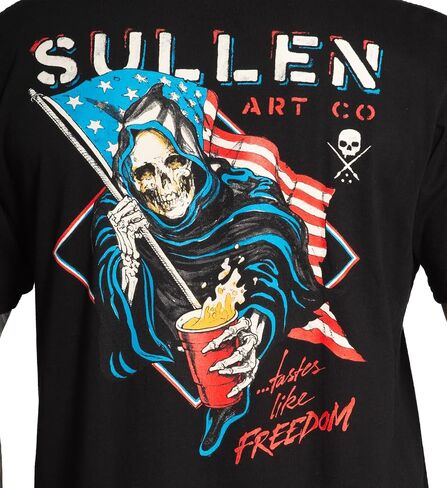 تي شيرت Sullen Men's Taste Like Freedom Americana Collection Tattoo Lifestyle Graphic من القطن الفاخر بأكمام قصيرة in Kuwait