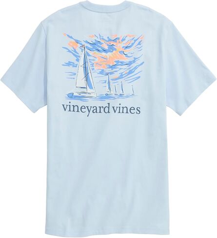 Vineyard Vines Men's Sunset Regatta Scene Short-Sleeve Pocket Tee in Saudi Arabia