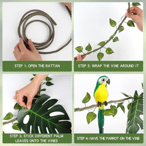 FRIENDISU 39 pcs Vbs 2026 Jungle Party Decoration Rainforest Falls Decor with Tropical Parrot Palm Leaves, Fake Vines Artificial Rattan Hibiscus Flowers for Birthday Classroom Decor in Saudi Arabia