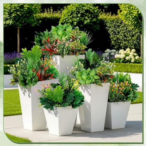 Hoteam 30 Bundles Outdoor Artificial Plants Faux Bushes Plastic Fake Greenery Stems Shrubs UV Resistant for Indoor Outside Hanging Plants Front Porch Home Garden Window Box Spring Summer Decor in Kuwait