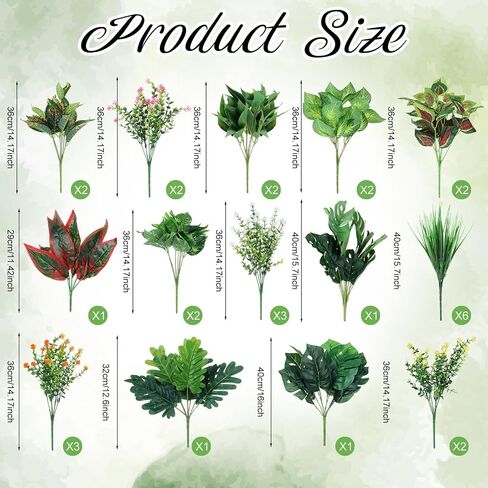 Hoteam 30 Bundles Outdoor Artificial Plants Faux Bushes Plastic Fake Greenery Stems Shrubs UV Resistant for Indoor Outside Hanging Plants Front Porch Home Garden Window Box Spring Summer Decor in Kuwait