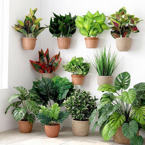 Hoteam 30 Bundles Outdoor Artificial Plants Faux Bushes Plastic Fake Greenery Stems Shrubs UV Resistant for Indoor Outside Hanging Plants Front Porch Home Garden Window Box Spring Summer Decor in Kuwait