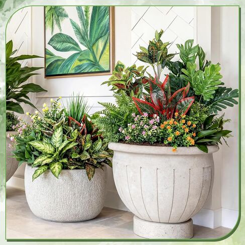 Hoteam 30 Bundles Outdoor Artificial Plants Faux Bushes Plastic Fake Greenery Stems Shrubs UV Resistant for Indoor Outside Hanging Plants Front Porch Home Garden Window Box Spring Summer Decor in Kuwait