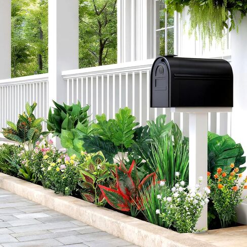 Hoteam 30 Bundles Outdoor Artificial Plants Faux Bushes Plastic Fake Greenery Stems Shrubs UV Resistant for Indoor Outside Hanging Plants Front Porch Home Garden Window Box Spring Summer Decor in Kuwait