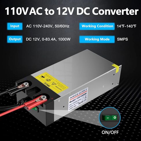 IMAYCC AC to DC Converter SMPS 110V to 12V Converter 12V DC Power Supply, Universal 120V to 12V Converter Transformer Max Current 83.4A 1000W in Saudi Arabia