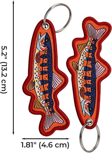 Seyaa Embroidered Fish Keychain Fishing Gifts for Men Women, Trout Fish Charms Cartoon Fishing Keychain For Handbags Backpack, Brook Trout Fishing Stuff For Motorcycle Key Tag Car Accessories in Saudi Arabia