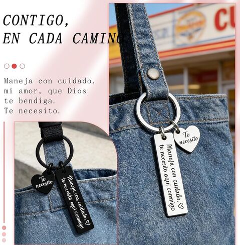 Drive Safe Keychain For Him Spanish Maneja Con Cuidado Te Necesito Aqui Conmigo Keychain Drive Safe Car Accessories For Men Boyfriend Brother Husband Dad Uncle Fathers Day Gift in Kuwait