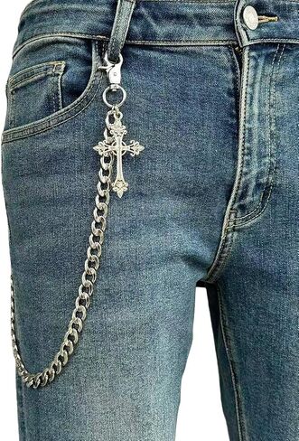 KALHE Gothic Cross Wallet Chain for Jeans, Stainless Steel Biker Pants Chain with Decorative Cross Pendant, Heavy Duty Link Chain Accessory in Saudi Arabia