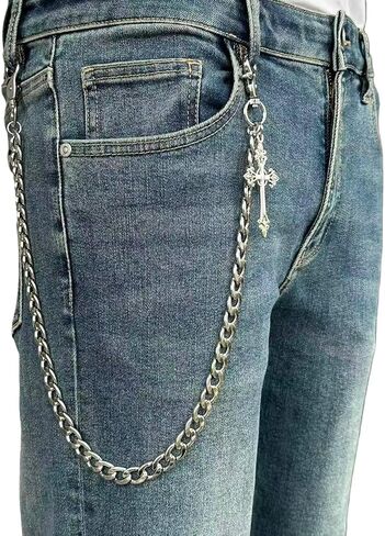 KALHE Gothic Cross Wallet Chain for Jeans, Stainless Steel Biker Pants Chain with Decorative Cross Pendant, Heavy Duty Link Chain Accessory in Saudi Arabia
