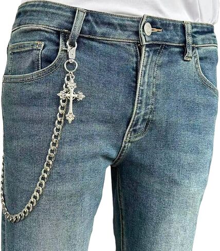 KALHE Gothic Cross Wallet Chain for Jeans, Stainless Steel Biker Pants Chain with Decorative Cross Pendant, Heavy Duty Link Chain Accessory in Saudi Arabia