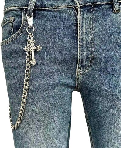 KALHE Gothic Cross Wallet Chain for Jeans, Stainless Steel Biker Pants Chain with Decorative Cross Pendant, Heavy Duty Link Chain Accessory in Saudi Arabia