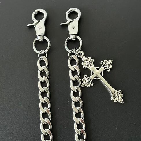 KALHE Gothic Cross Wallet Chain for Jeans, Stainless Steel Biker Pants Chain with Decorative Cross Pendant, Heavy Duty Link Chain Accessory in Saudi Arabia