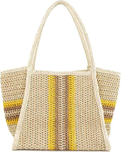 Straw Beach Bag for Women Large Beach Tote Bag Summer Shoulder Handbags Boho Woven Tote Bag Travel Beach Purse in Saudi Arabia