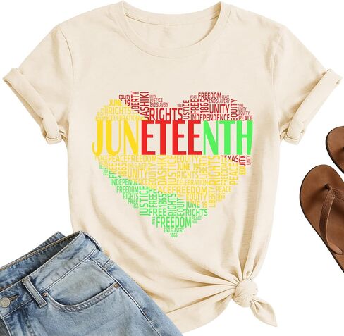Juneteenth Shirts Women Heart Black History Shirt 1865 African American Freedom Tops in Saudi Arabia