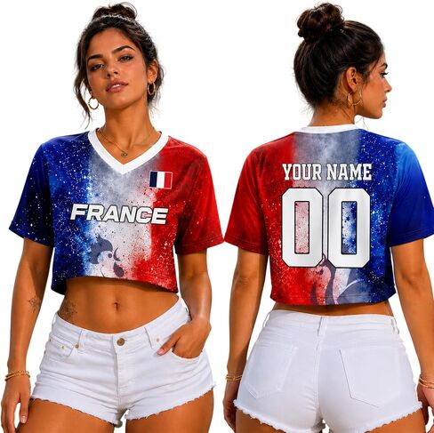 Personalized Soccer Crop Top Jersey Women Custom Name Number Fan Shirt Stadium Outfit Country Soccer Fan, Sports Lovers in Saudi Arabia