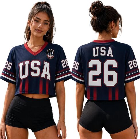 Personalized Soccer Crop Top Jersey Women Custom Name Number Fan Shirt Stadium Outfit Country Soccer Fan, Sports Lovers in Saudi Arabia