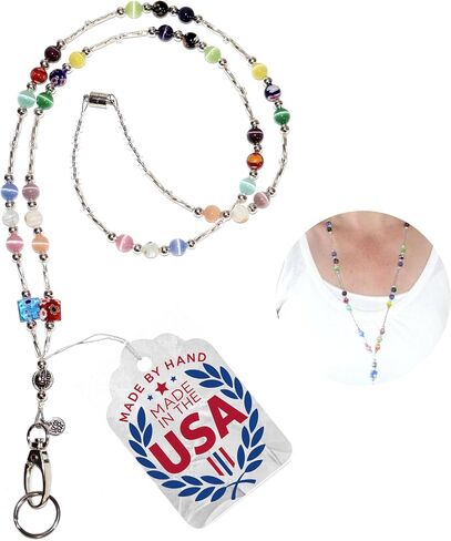Hidden Hollow Beads Women's Beaded Breakaway Lanyard 34 Inches, SUPER SLIM Multi, Teacher ID Badge Holder Keys Cruise Phone in Saudi Arabia