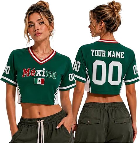 Personalized Soccer Crop Top Jersey Women Custom Name Number Fan Shirt Stadium Outfit Country Soccer Fan, Sports Lovers in Saudi Arabia