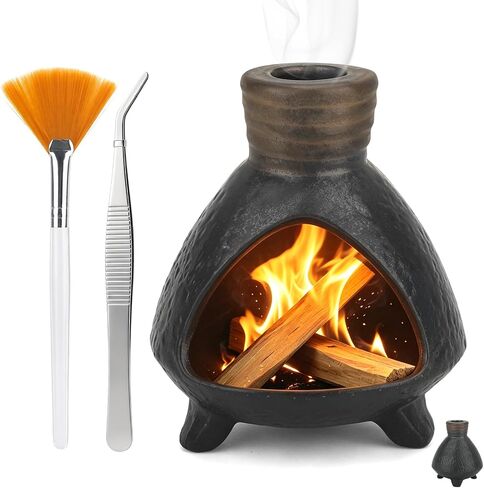 Palo Santo Chimney,Palo Santo Holder Ceramic Aroma Holder Incense Holder for Sticks Sage Cones Incense Burner Ceramic Mini Chimney for Meditation Yoga, Ash Catcher Room Home Decor (Coffee-A) in Saudi Arabia