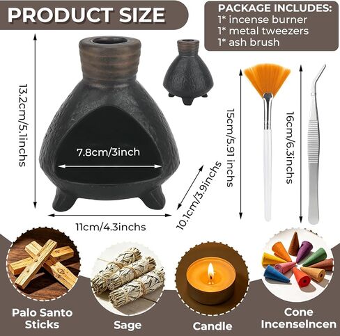 Palo Santo Chimney,Palo Santo Holder Ceramic Aroma Holder Incense Holder for Sticks Sage Cones Incense Burner Ceramic Mini Chimney for Meditation Yoga, Ash Catcher Room Home Decor (Coffee-A) in Saudi Arabia