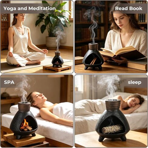 Palo Santo Chimney,Palo Santo Holder Ceramic Aroma Holder Incense Holder for Sticks Sage Cones Incense Burner Ceramic Mini Chimney for Meditation Yoga, Ash Catcher Room Home Decor (Coffee-A) in Saudi Arabia