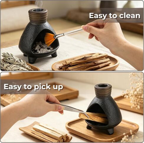 Palo Santo Chimney,Palo Santo Holder Ceramic Aroma Holder Incense Holder for Sticks Sage Cones Incense Burner Ceramic Mini Chimney for Meditation Yoga, Ash Catcher Room Home Decor (Coffee-A) in Saudi Arabia