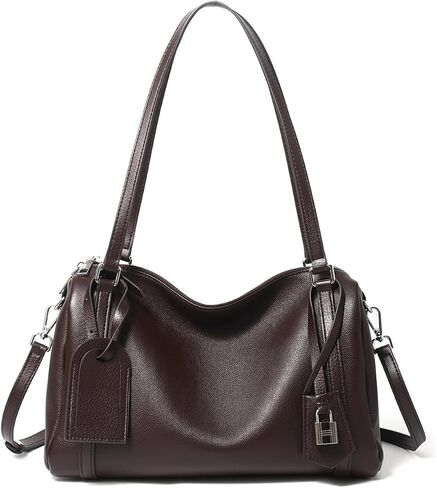 Dreubea Womens Soft Leather Tote Bag Big Capacity Soft Hobo Shoulder Handbag for Work Commute Travel | Leather in Saudi Arabia