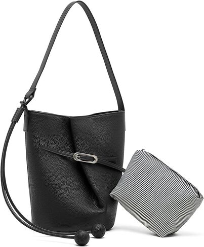 Genuine Leather Bucket Bag for Women | Genuine Leather, Adjustable Strap, Removable Inner Pouch, Magnetic Closure, Everyday, Work, Commuting, Short Trip, Gift in Saudi Arabia