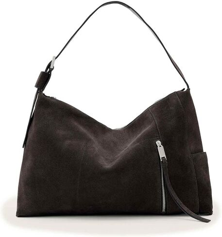 AllSaints Alba Suede Shldr Bag Bitter Brown One Size in Kuwait