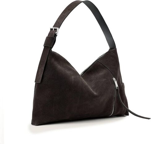 AllSaints Alba Suede Shldr Bag Bitter Brown One Size in Kuwait